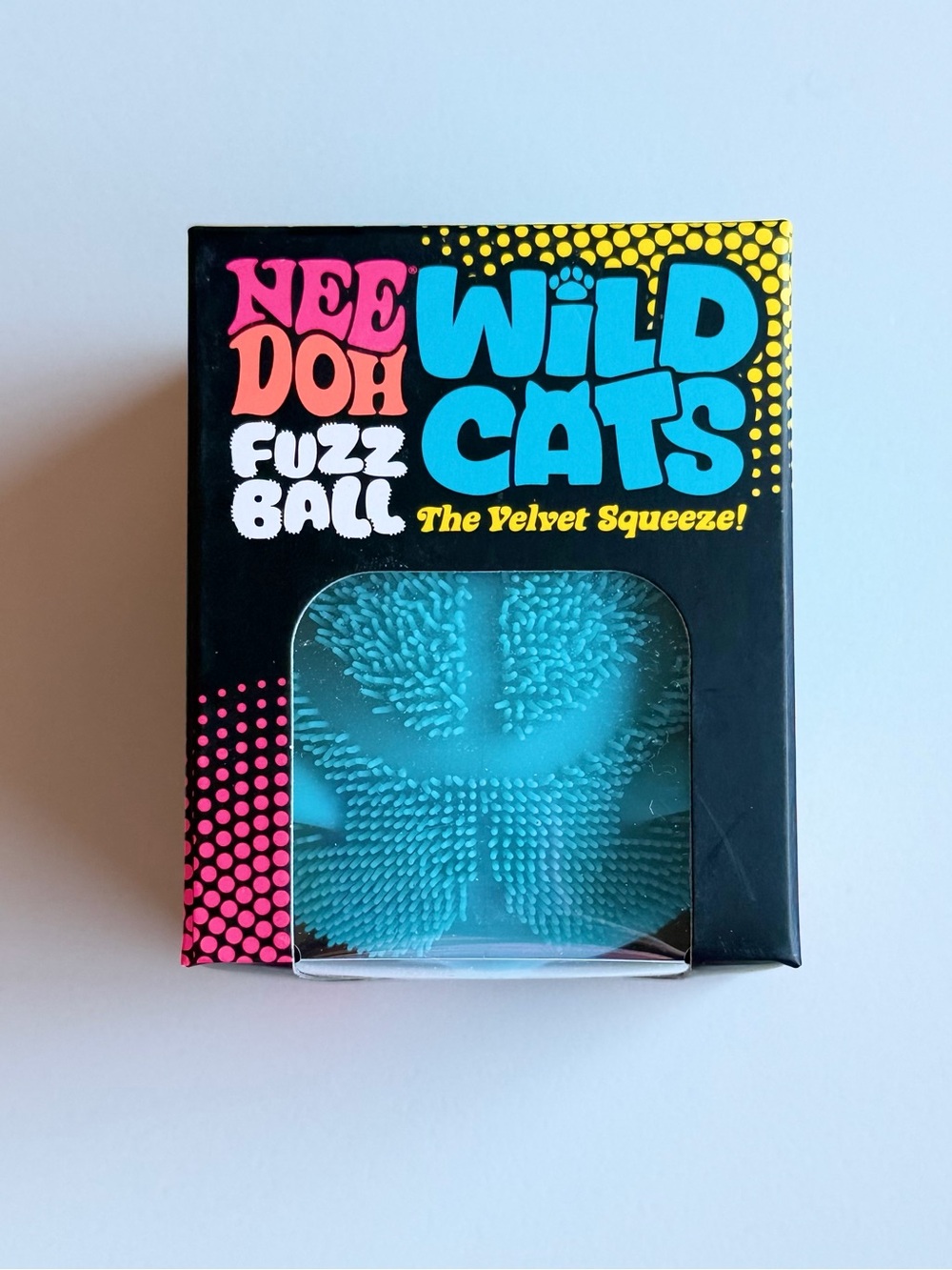 NeeDoh Fuzz Ball Wild Cats Velvet Sensory Squishy Toy Blue NIB